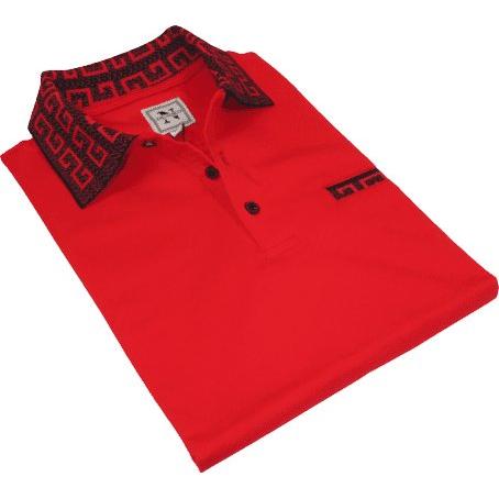 Men Sports Shirt DE - NIKO Short Sleeves Cotton Fashion Polo Shirt DBK109 Red - J.Valintin Men's Wear Legend - 99317