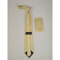 Men Stacy Adams Neck tie Hanky Set Business Formal Solid Color Satin S13 Beige - J.Valintin Men's Wear Legend - 24789