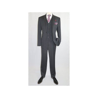 Men Suit ADOLFO 3Pc 100% Soft Wool Vested Business Formal 2 Button 1608 Charcoal - J.Valintin Men's Wear Legend - 26748