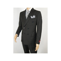 Men Suit BERLUSCONI Turkey 100% Italian Wool 180's Double Breasted #Ber23 Gray - J.Valintin Men's Wear Legend - 98629