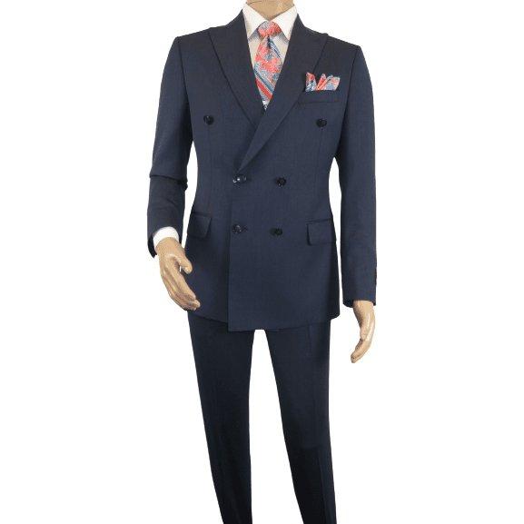 Men Suit BERLUSCONI Turkey 100% Italian Wool 180's Double Breasted #Ber32 Navy - J.Valintin Men's Wear Legend - 100983