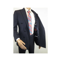 Men Suit BERLUSCONI Turkey 100% Italian Wool 180's Double Breasted #Ber32 Navy - J.Valintin Men's Wear Legend - 100983