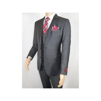 Men Suit BERLUSCONI Turkey 100% Italian Wool Super 180's 3pc Vested #Ber12 Gray - J.Valintin Men's Wear Legend - 98552