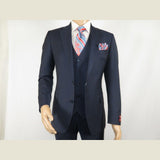 Men Suit BERLUSCONI Turkey 100% Italian Wool Super 180's 3pc Vested #Ber14 Navy - J.Valintin Men's Wear Legend - 98566