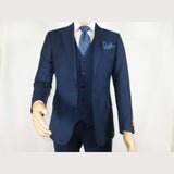 Men Suit BERLUSCONI Turkey 100% Italian Wool Super 180's 3pc Vested #Ber16 Navy - J.Valintin Men's Wear Legend - 98580