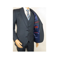 Men Suit BERLUSCONI Turkey 100% Italian Wool Super 180's 3pc Vested #Ber18 Blue - J.Valintin Men's Wear Legend - 98594