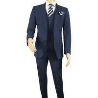 Men Suit BERLUSCONI Turkey 100% Italian Wool Super 180's 3pc Vested #Ber20 Navy - J.Valintin Men's Wear Legend - 98608