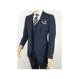 Men Suit BERLUSCONI Turkey 100% Italian Wool Super 180's 3pc Vested #Ber20 Navy - J.Valintin Men's Wear Legend - 98608