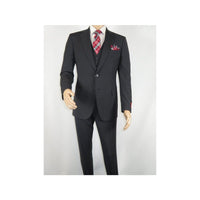 Men Suit BERLUSCONI Turkey 100% Italian Wool Super 180's 3pc Vested #Ber21 Black - J.Valintin Men's Wear Legend - 98615