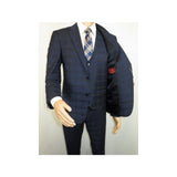 Men Suit BERLUSCONI Turkey 100% Italian Wool Super 180's 3pc Vested #Ber24 Navy - J.Valintin Men's Wear Legend - 99852