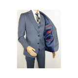 Men Suit BERLUSCONI Turkey 100% Italian Wool Super 180's 3pc Vested #Ber4 Navy - J.Valintin Men's Wear Legend - 98496