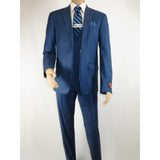 Men Suit BERLUSCONI Turkey 100% Italian Wool Super 180's 3pc Vested #Ber40 Blue - J.Valintin Men's Wear Legend - 99838