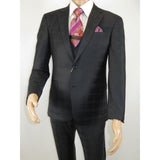 Men Suit BERLUSCONI Turkey 100% Italian Wool Super 180's 3pc Vested #Ber41 Black - J.Valintin Men's Wear Legend - 99845