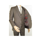 Men Suit BERLUSCONI Turkey 100% Italian Wool Super 180's 3pc Vested #Ber6 Brown - J.Valintin Men's Wear Legend - 98510