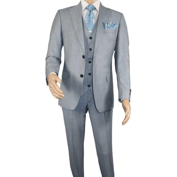 Men Suit BERLUSCONI Turkey 100% Italian Wool Super 180's 3pc Vested #Ber8 Gray - J.Valintin Men's Wear Legend - 98524