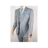 Men Suit BERLUSCONI Turkey 100% Italian Wool Super 180's 3pc Vested #Ber8 Gray - J.Valintin Men's Wear Legend - 98524