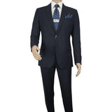 Men Suit BERLUSCONI Turkey 100% Italian Wool Super 180's #Ber29 Navy Blue Stripe - J.Valintin Men's Wear Legend - 100963