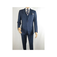 Men Suit BERLUSCONI Turkey 100% Italian Wool Super 180's Vested #Ber1 Navy Blue - J.Valintin Men's Wear Legend - 98475