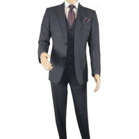 Men Suit BERLUSCONI Turkey 100% Italian Wool Super 180's Vested #Ber15 Charcoal - J.Valintin Men's Wear Legend - 98573