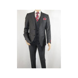 Men Suit BERLUSCONI Turkey 100% Italian Wool Super 180's Vested #Ber2 Charcoal - J.Valintin Men's Wear Legend - 98482