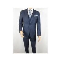 Men Suit BERLUSCONI Turkey 100% Italian Wool Super 180's Vested #Ber3 Ink Blue - J.Valintin Men's Wear Legend - 98489