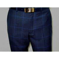 Men TALLIA Suit Wool Blend English Glen Plaid Classic 2Button VDVA2SVX0026 Blue - J.Valintin Men's Wear Legend - 16170