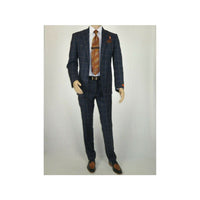 Men TALLIA Suit Wool Blend English Plaid Classic 2Button VDVA2SVX0013 Blue Brown - J.Valintin Men's Wear Legend - 16150