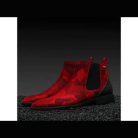 Men TAYNO Chelsea Chukka Micro Suede Soft Comfortable Boot Victorian Red Camo - J.Valintin Men's Wear Legend - 99489