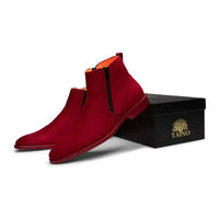 Men TAYNO Chelsea Chukka Soft Micro Suede Zip up Boot Coupe S Red - J.Valintin Men's Wear Legend - Coupe S - Red - 9