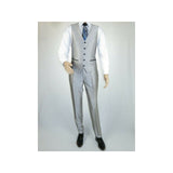 Men Tuxedo Formal Suit ROYAL DIAMOND Slim Fit 3Pc Vested shiny Satin SL82 Silver - J.Valintin Men's Wear Legend - 8150