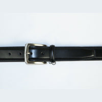 Men VALENTINI Stitched Leather Belt Classic Pin Buckle Business Dress V711 Black - J.Valintin Men's Wear Legend - 92140