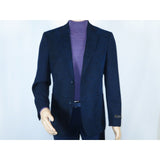 Men ZACCHI Velour Velveteen Hounds tooth Blazer Sport Coat DUANE 74521 Navy Blue - J.Valintin Men's Wear Legend - 98745