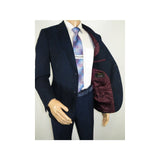 Men ZACCHI Velour Velveteen Hounds tooth Blazer Sport Coat DUANE 74521 Navy Blue - J.Valintin Men's Wear Legend - 98745