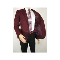 Men ZACCHI Velour Velveteen Hounds tooth Blazer Sport Coat DUANE 74526 Burgundy - J.Valintin Men's Wear Legend - 98751