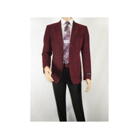 Men ZACCHI Velour Velveteen Hounds tooth Blazer Sport Coat DUANE 74526 Burgundy - J.Valintin Men's Wear Legend - 98751