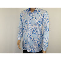 Men's 100% Cotton Shirt By Oscar Banks Turkey Floral design 6141 - 05 Blue white - J.Valintin Men's Wear Legend - 3113