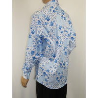 Men's 100% Cotton Shirt By Oscar Banks Turkey Floral design 6141 - 05 Blue white - J.Valintin Men's Wear Legend - 3113