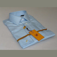 Mens 100% Egyptian Cotton Shirt French Cuffs Wrinkle resistance Enzo 61102 Blue - J.Valintin Men's Wear Legend - 393