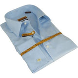 Mens 100% Egyptian Cotton Shirt French Cuffs Wrinkle resistance Enzo 61102 Blue - J.Valintin Men's Wear Legend - 393