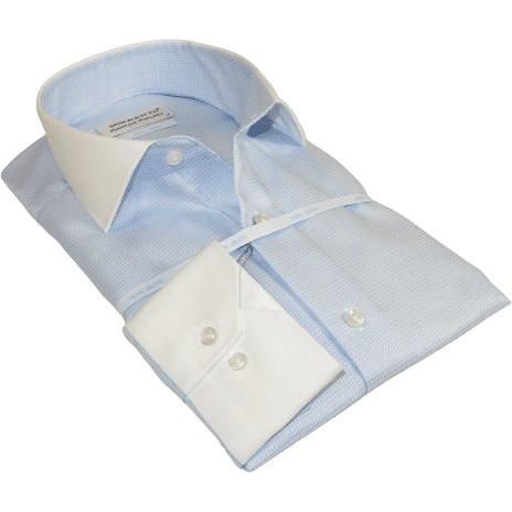 Mens 100% Italian Cotton Shirt High Quality Non Iron SORRENTO Turkey 4442 Blue - J.Valintin Men's Wear Legend - 96757