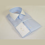 Mens 100% Italian Cotton Shirt High Quality Non Iron SORRENTO Turkey 4442 Blue - J.Valintin Men's Wear Legend - 96757