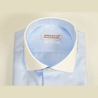 Mens 100% Italian Cotton Shirt High Quality Non Iron SORRENTO Turkey 4442 Blue - J.Valintin Men's Wear Legend - 96757