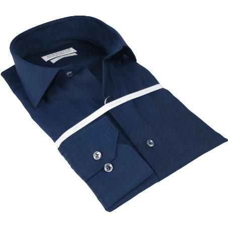 Mens 100% Italian Cotton Shirt High Quality Non Iron SORRENTO Turkey 4746 Navy - J.Valintin Men's Wear Legend - 96793