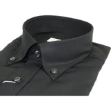 Mens 100% Italian Cotton Shirt Non Iron SORRENTO Button Down Oxford 4531 Black - J.Valintin Men's Wear Legend - 98706