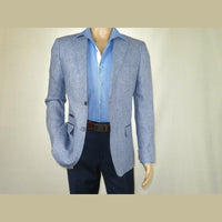 Mens 100% Linen Sport Coat Summer Blazer INSERCH Half Lined Paisley 535 Denim - J.Valintin Men's Wear Legend - 9932