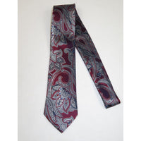 Men's 100% Silk Necktie By Bruno Piattelli Paisley Floral Fancy BP10 Wine Gray - J.Valintin Men's Wear Legend - BP10