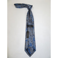 Men's 100% Silk Necktie By Bruno Piattelli Paisley Floral Fancy BP11 Blue Gray - J.Valintin Men's Wear Legend - BP11