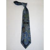 Men's 100% Silk Necktie By Bruno Piattelli Paisley Floral Fancy BP12 Blue Green - J.Valintin Men's Wear Legend - BP12