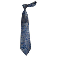 Men's 100% Silk Necktie By Bruno Piattelli Paisley Floral Fancy BP2 Blue Gray - J.Valintin Men's Wear Legend - BP2