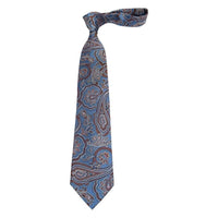 Men's 100% Silk Necktie By Bruno Piattelli Paisley Floral Fancy BP27 Blue Brown - J.Valintin Men's Wear Legend - BP27